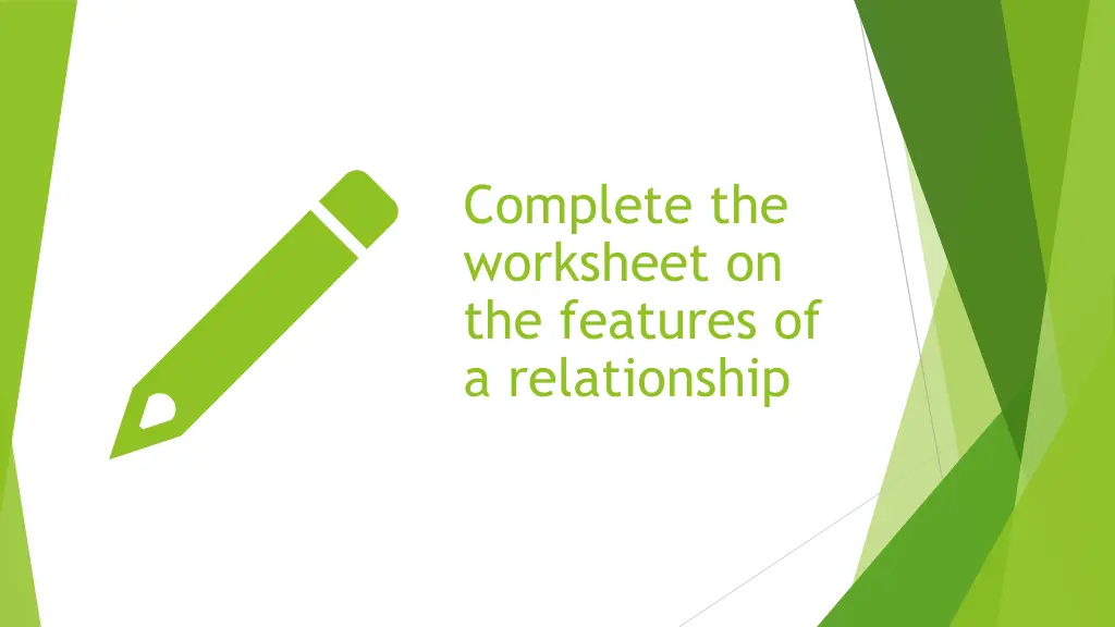 complete the worksheet on the features