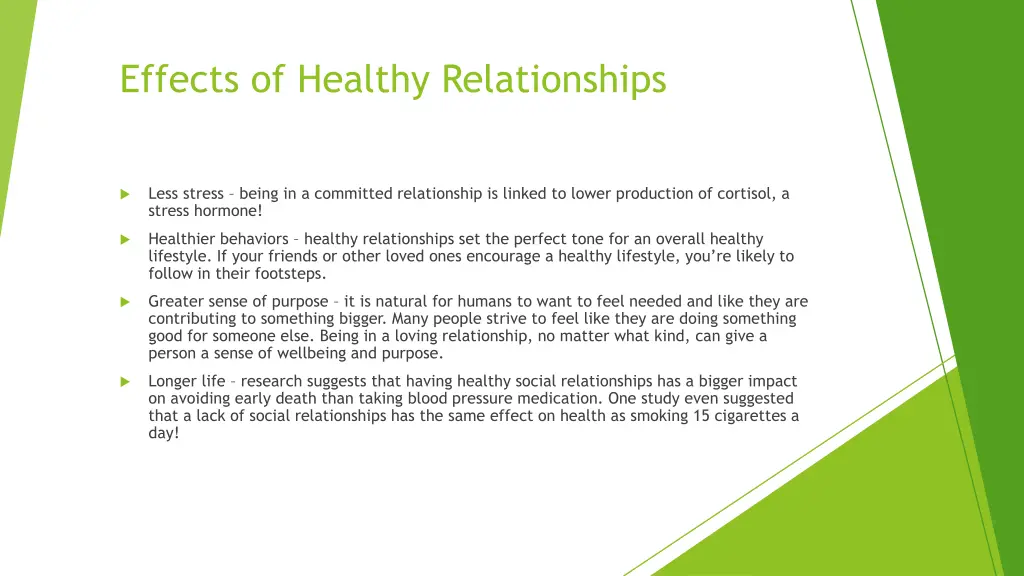effects of healthy relationships