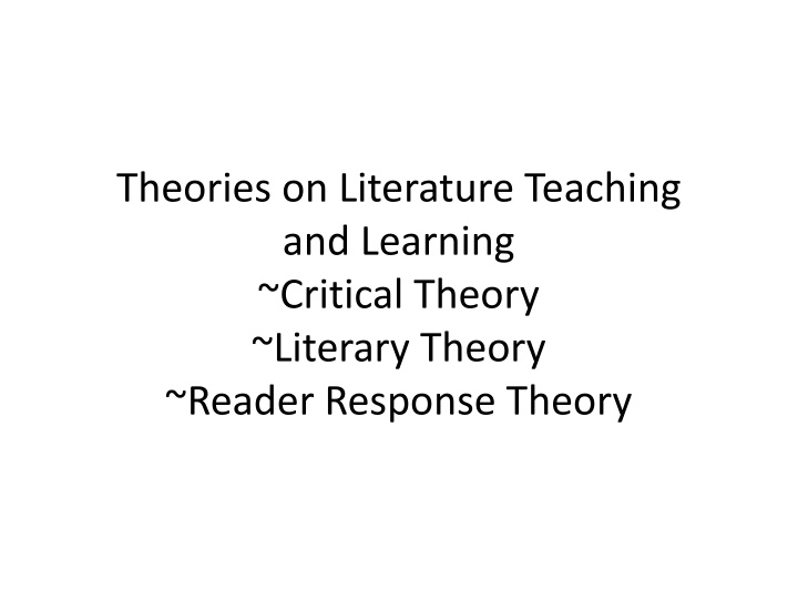theories on literature teaching and learning