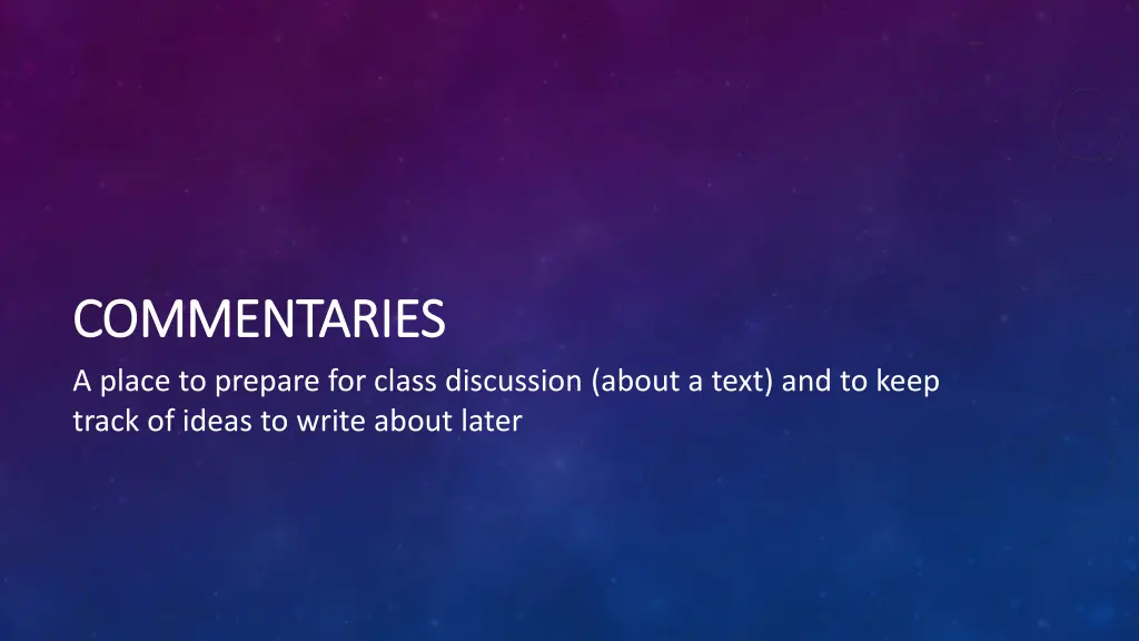 commentaries commentaries a place to prepare