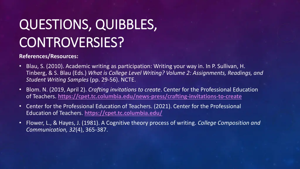 questions quibbles questions quibbles