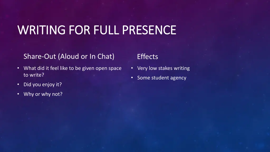 writing for full presence writing for full 1