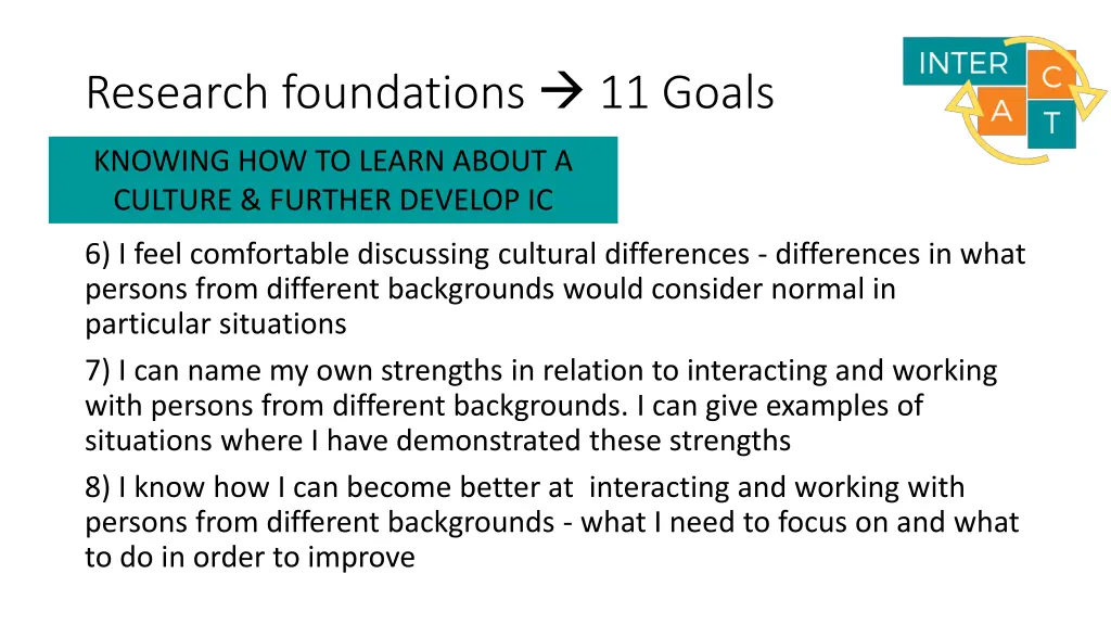 research foundations 11 goals 2