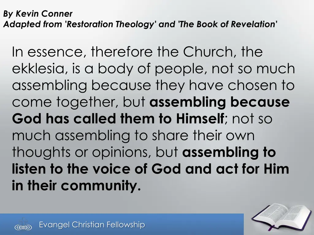 by kevin conner adapted from restoration theology