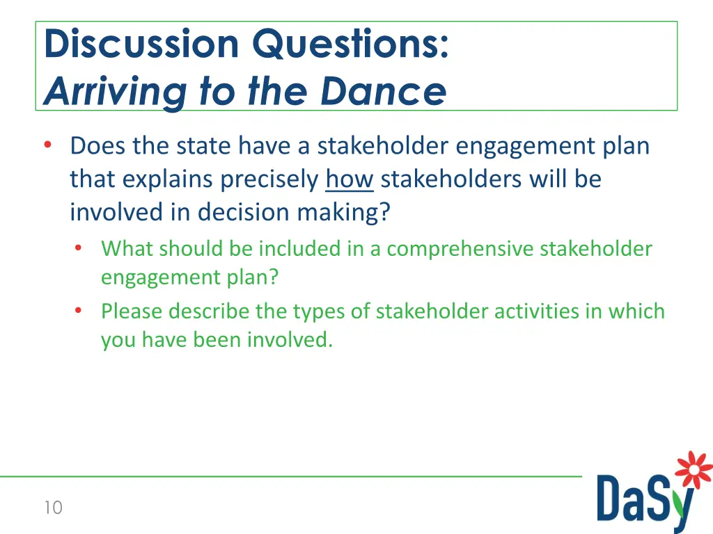 discussion questions arriving to the dance