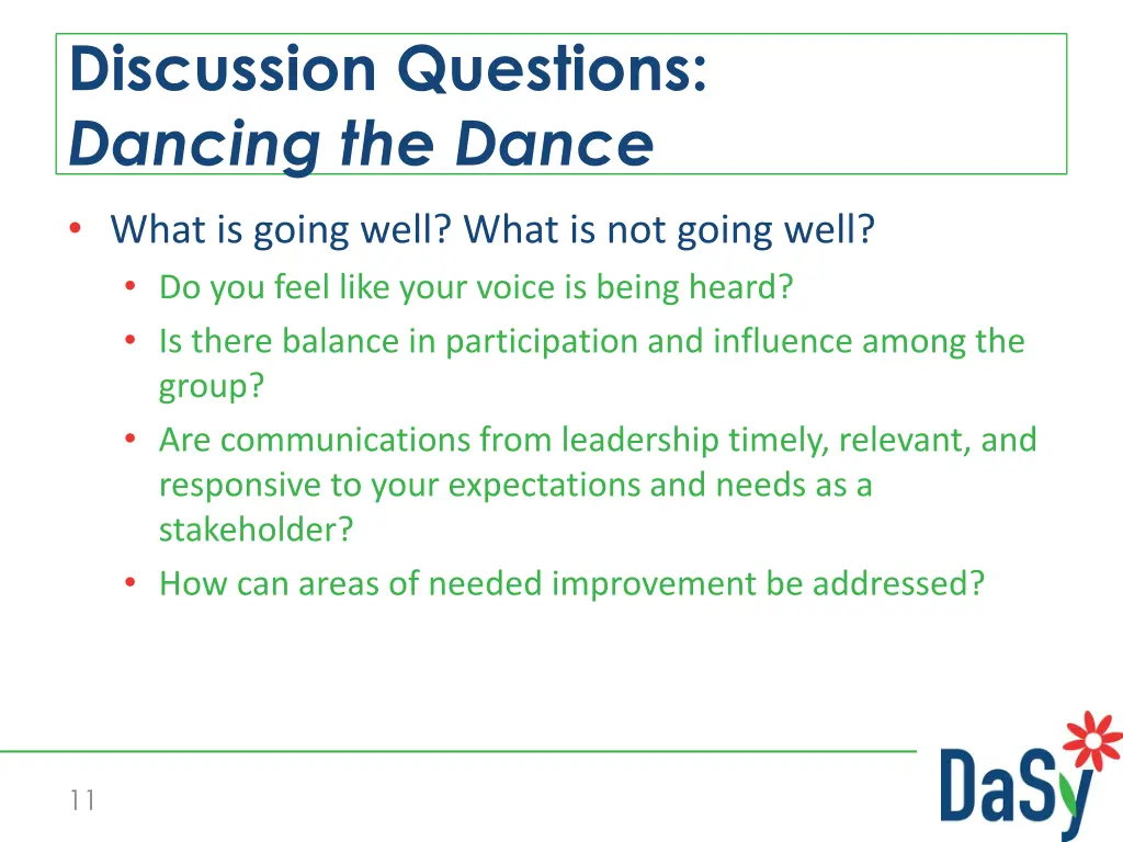 discussion questions dancing the dance