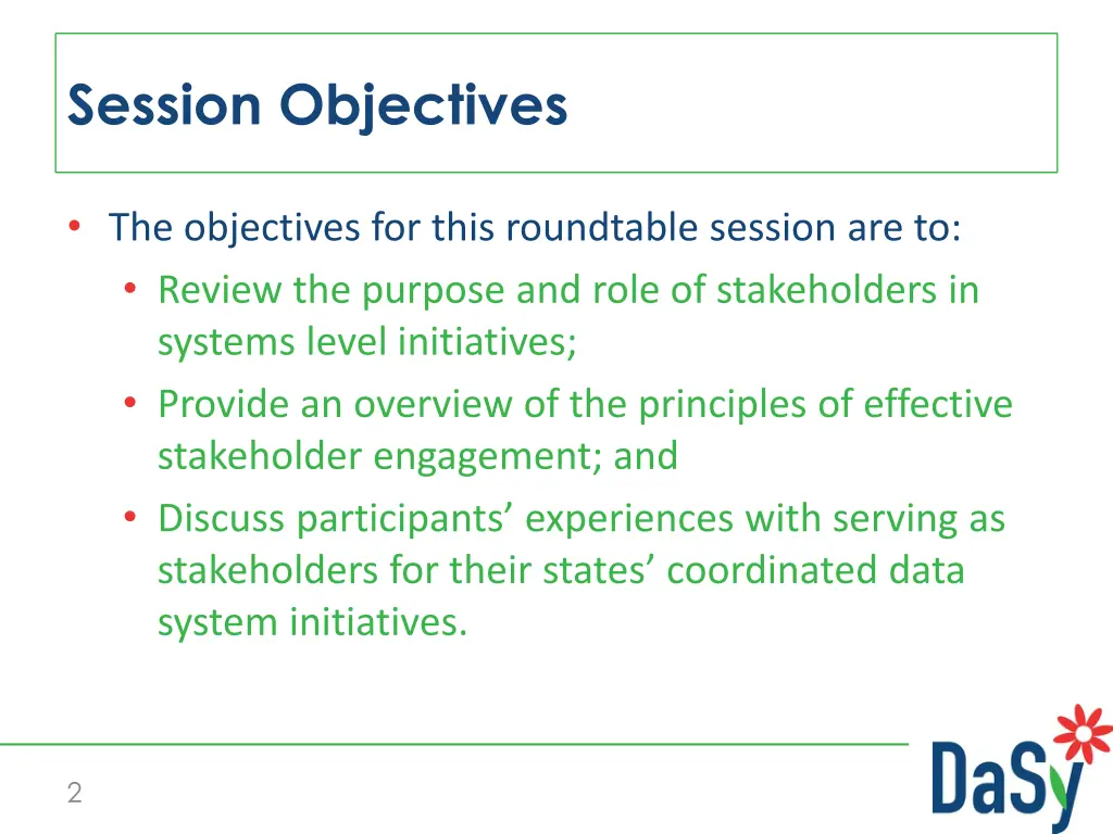 session objectives