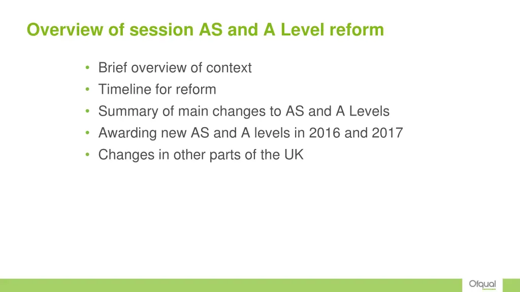 overview of session as and a level reform