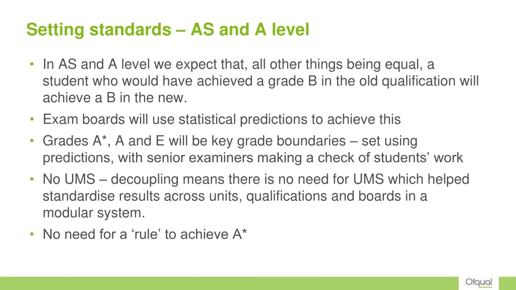 setting standards as and a level