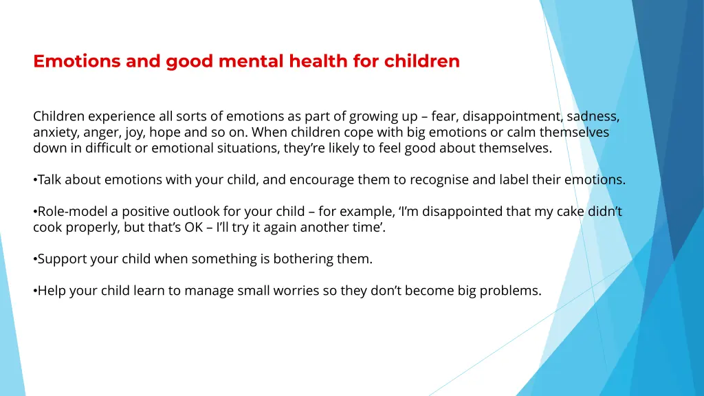 emotions and good mental health for children