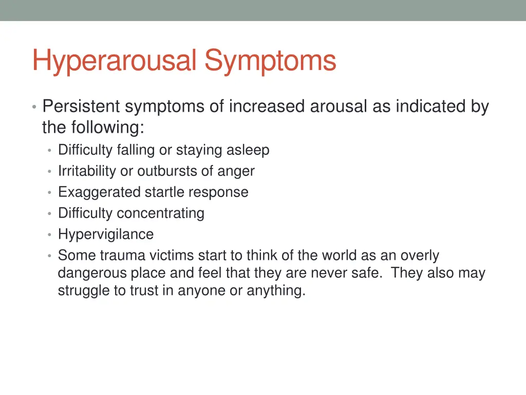hyperarousal symptoms