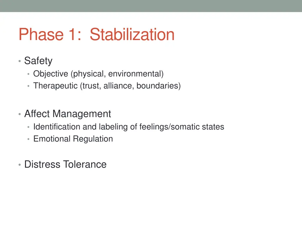 phase 1 stabilization