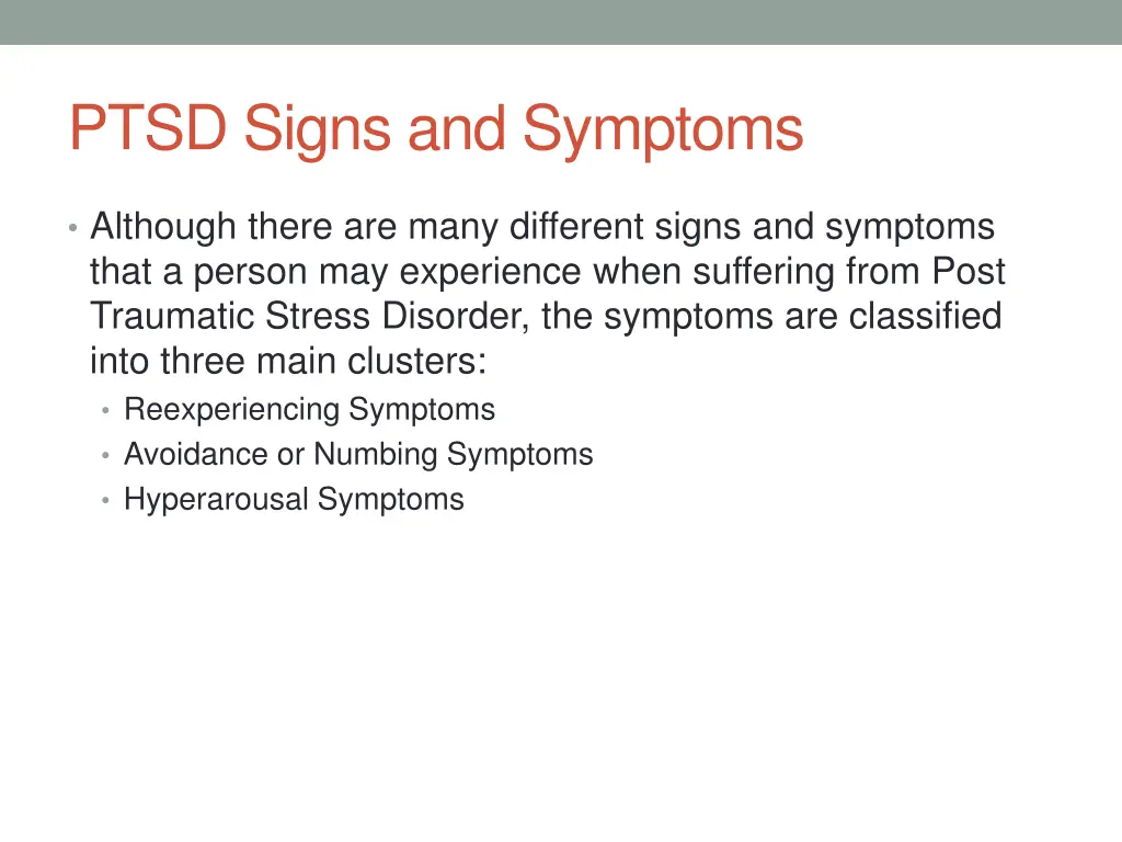 ptsd signs and symptoms