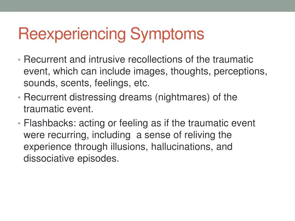 reexperiencing symptoms
