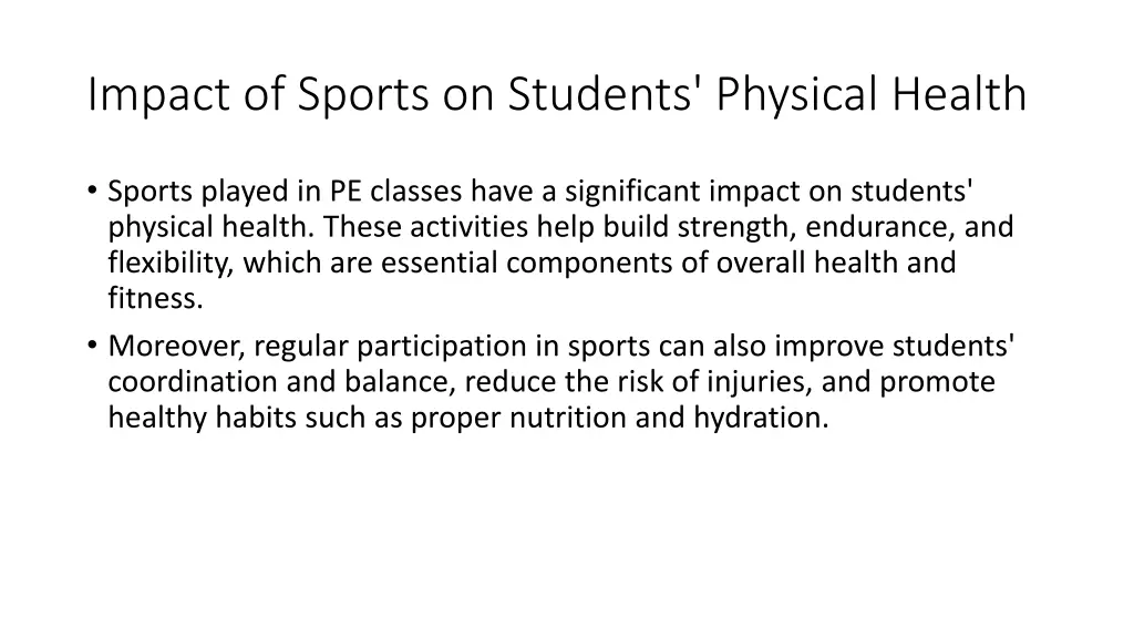 impact of sports on students physical health
