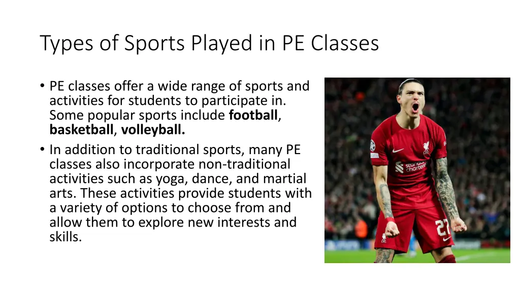 types of sports played in pe classes