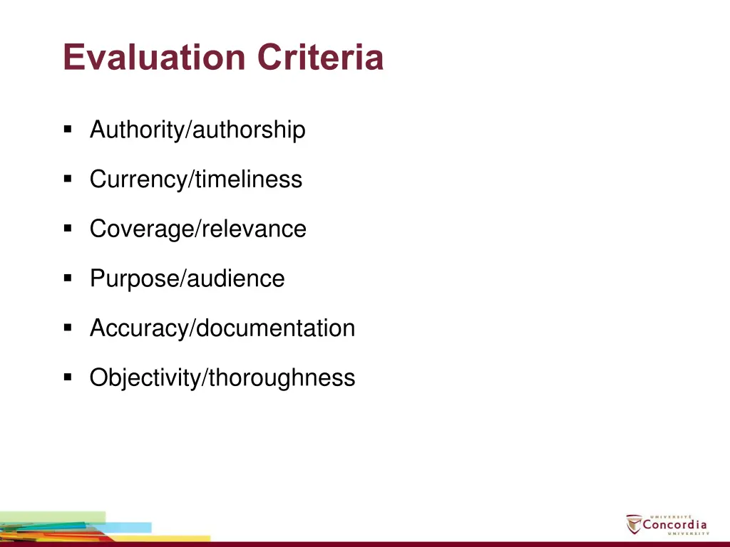 evaluation criteria