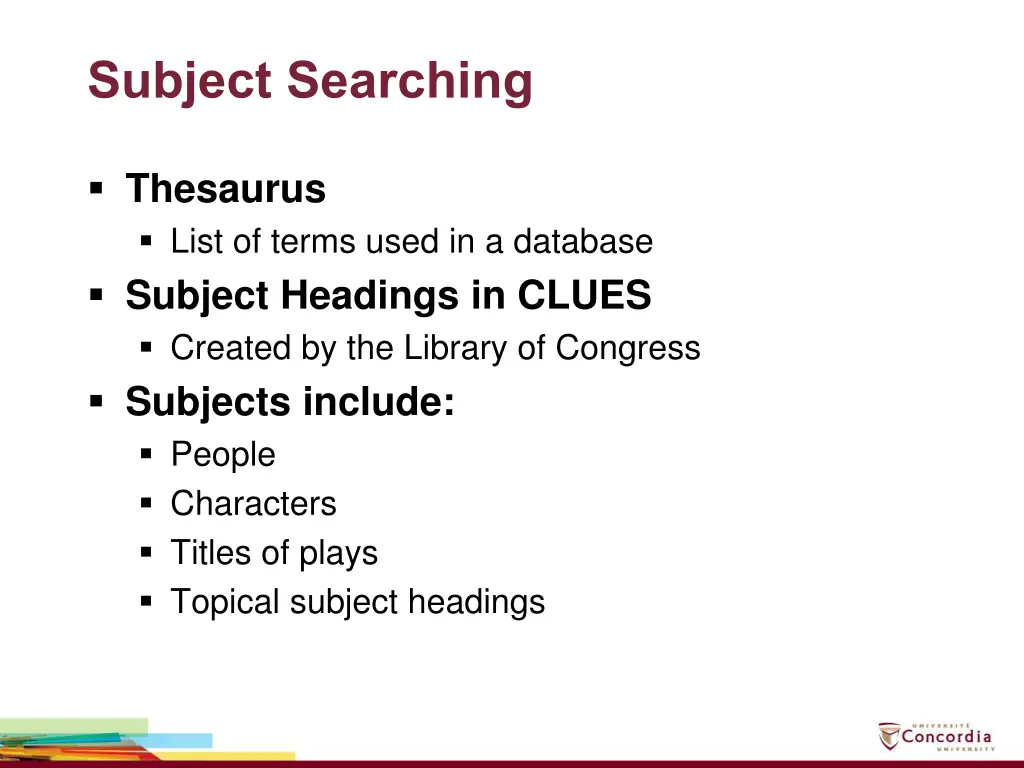 subject searching