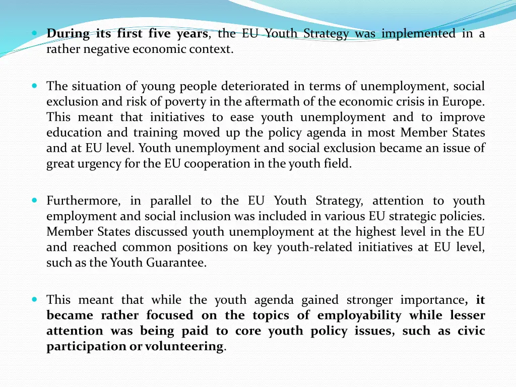 during its first five years the eu youth strategy