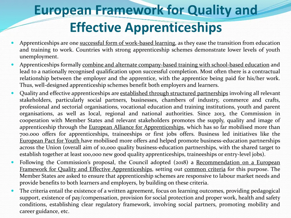 european framework for quality and effective