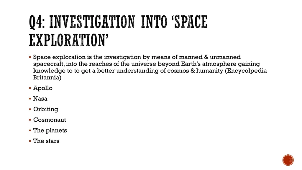 q4 investigation into space exploration