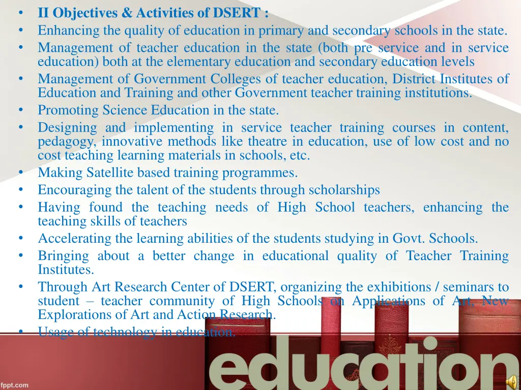 ii objectives activities of dsert enhancing