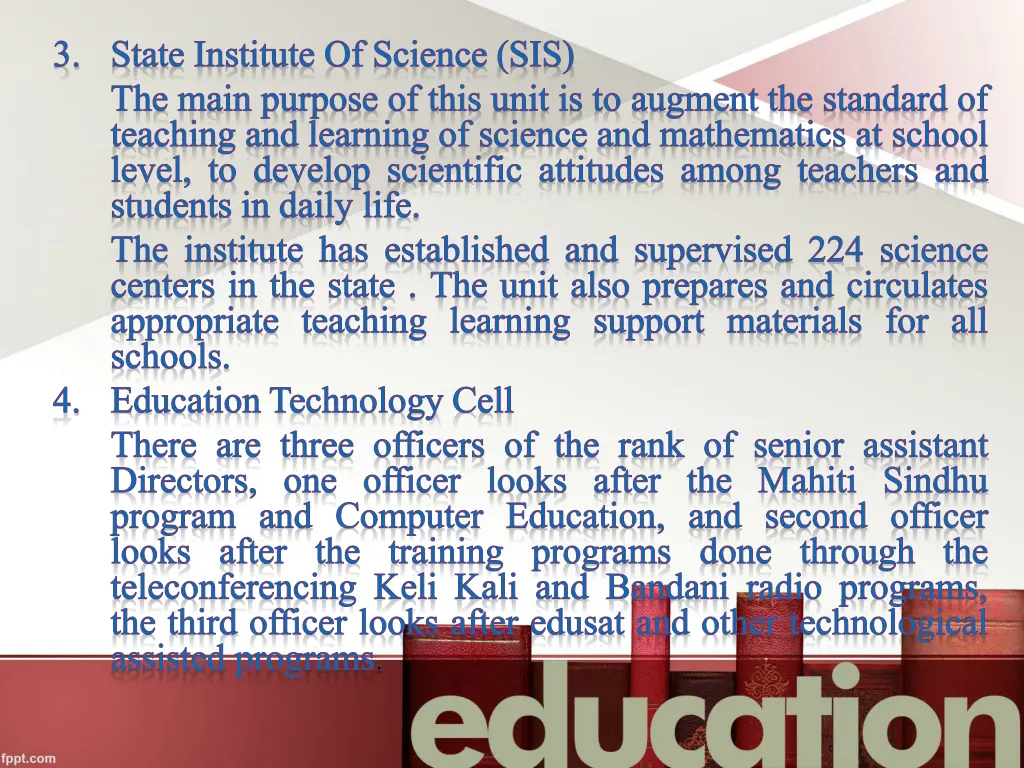 state institute of science sis the main purpose