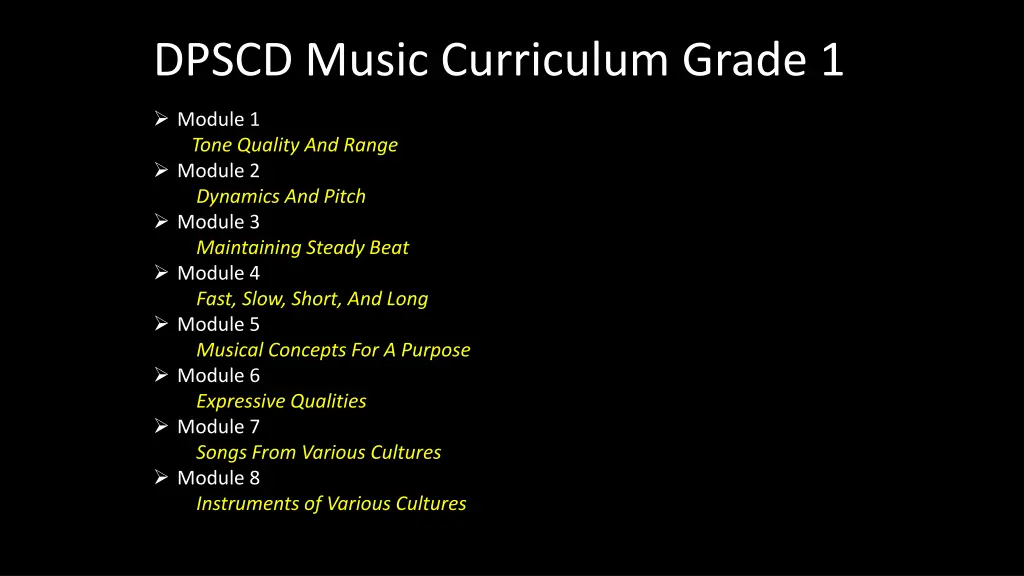 dpscd music curriculum grade 1