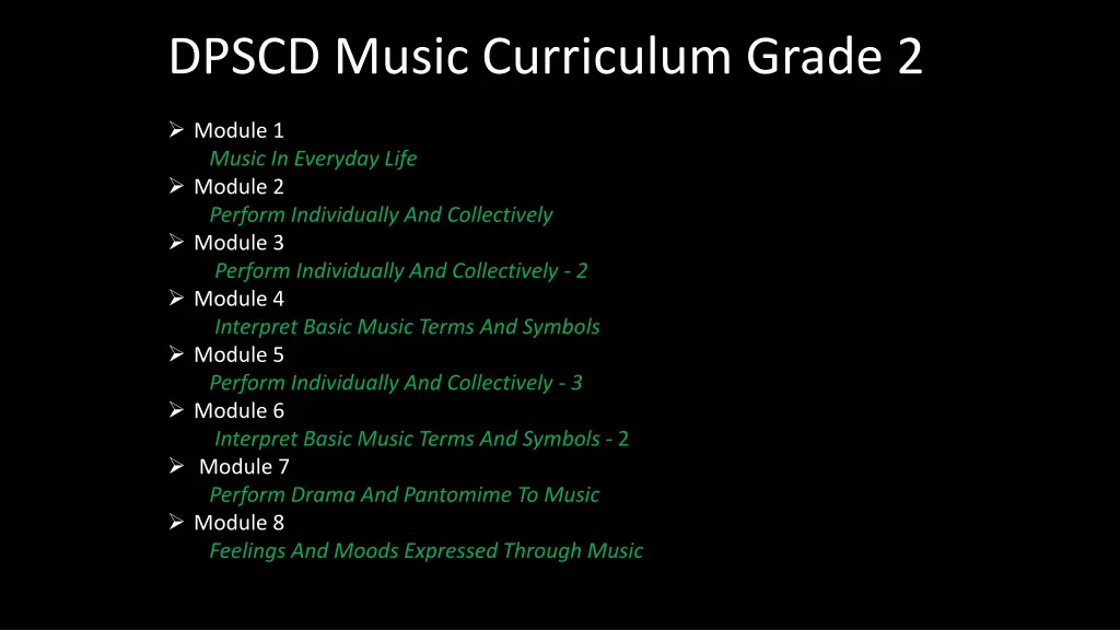 dpscd music curriculum grade 2