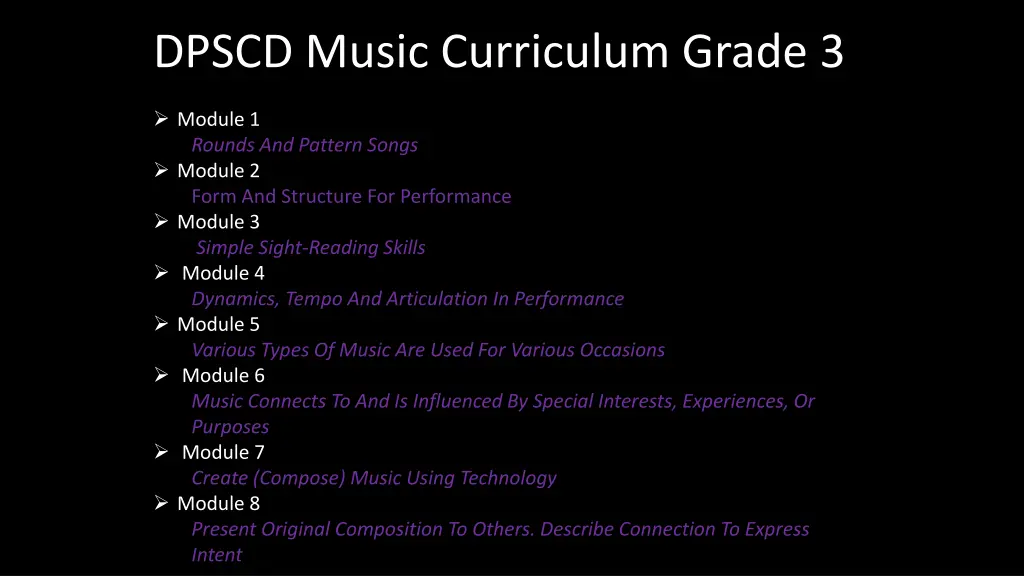 dpscd music curriculum grade 3