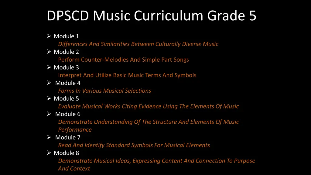 dpscd music curriculum grade 5