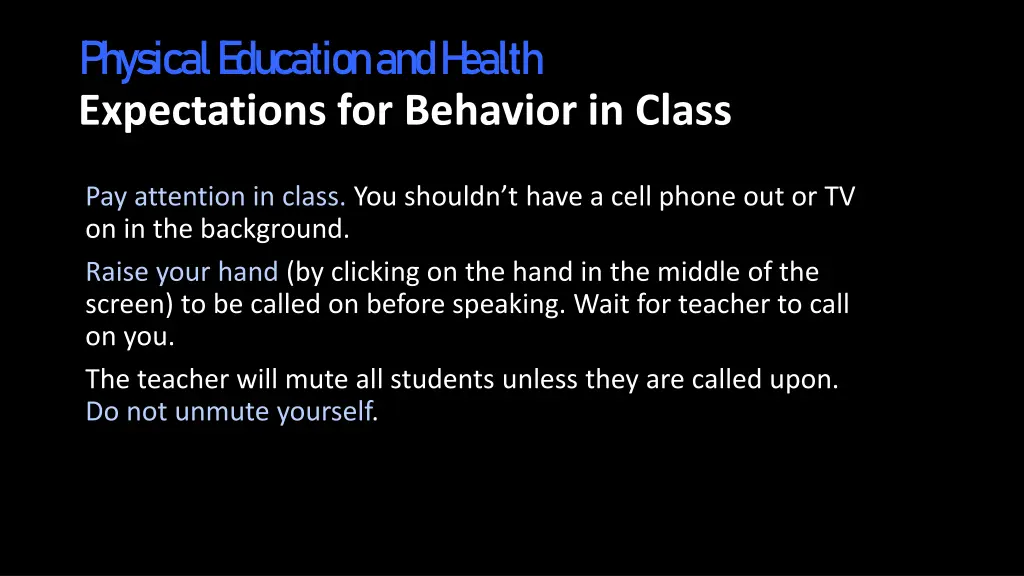 physical e ducation and h ealth expectations