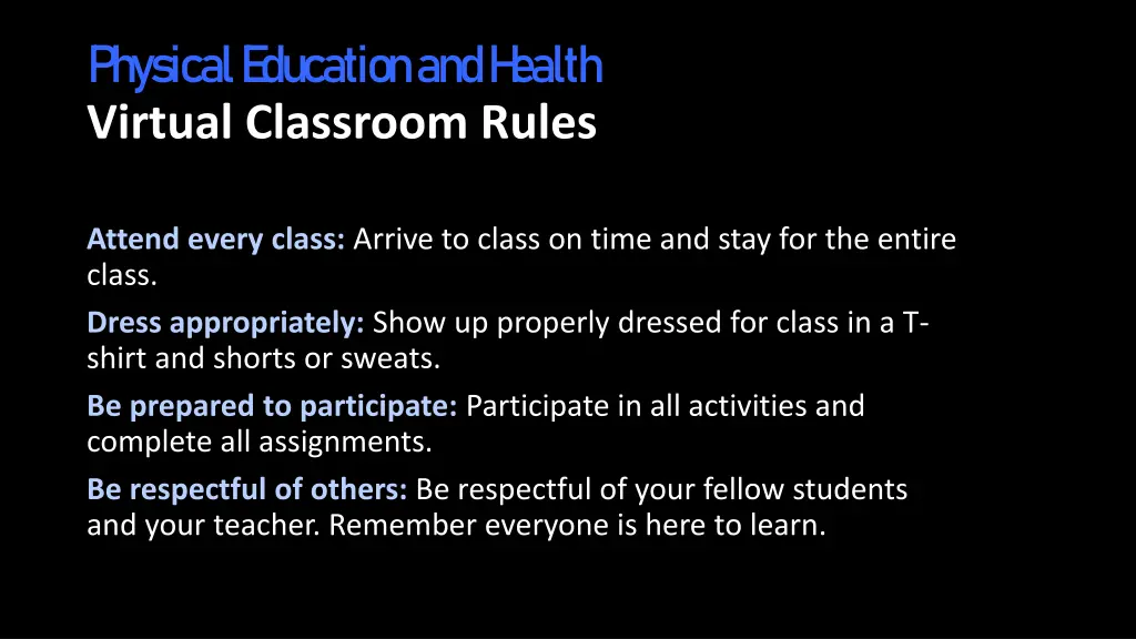 physical e ducation and h ealth virtual classroom
