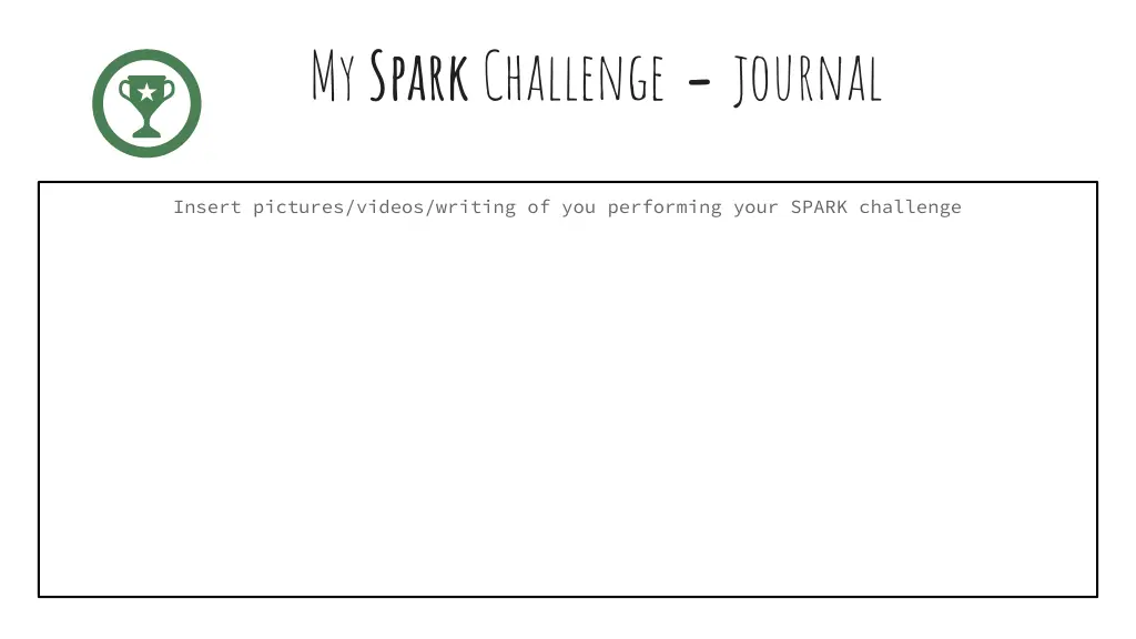 my spark challenge journal
