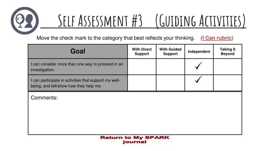 self assessment 3 guiding activities