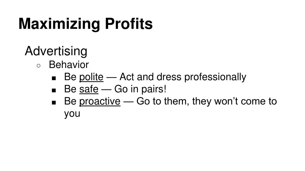 maximizing profits 2
