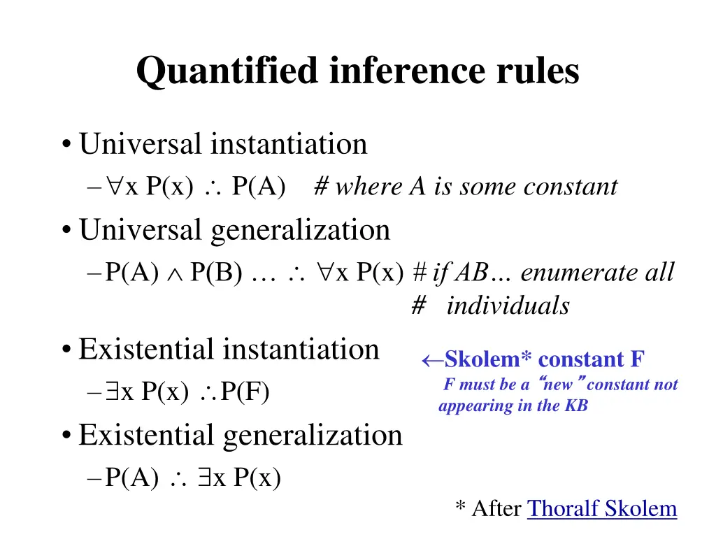 quantified inference rules