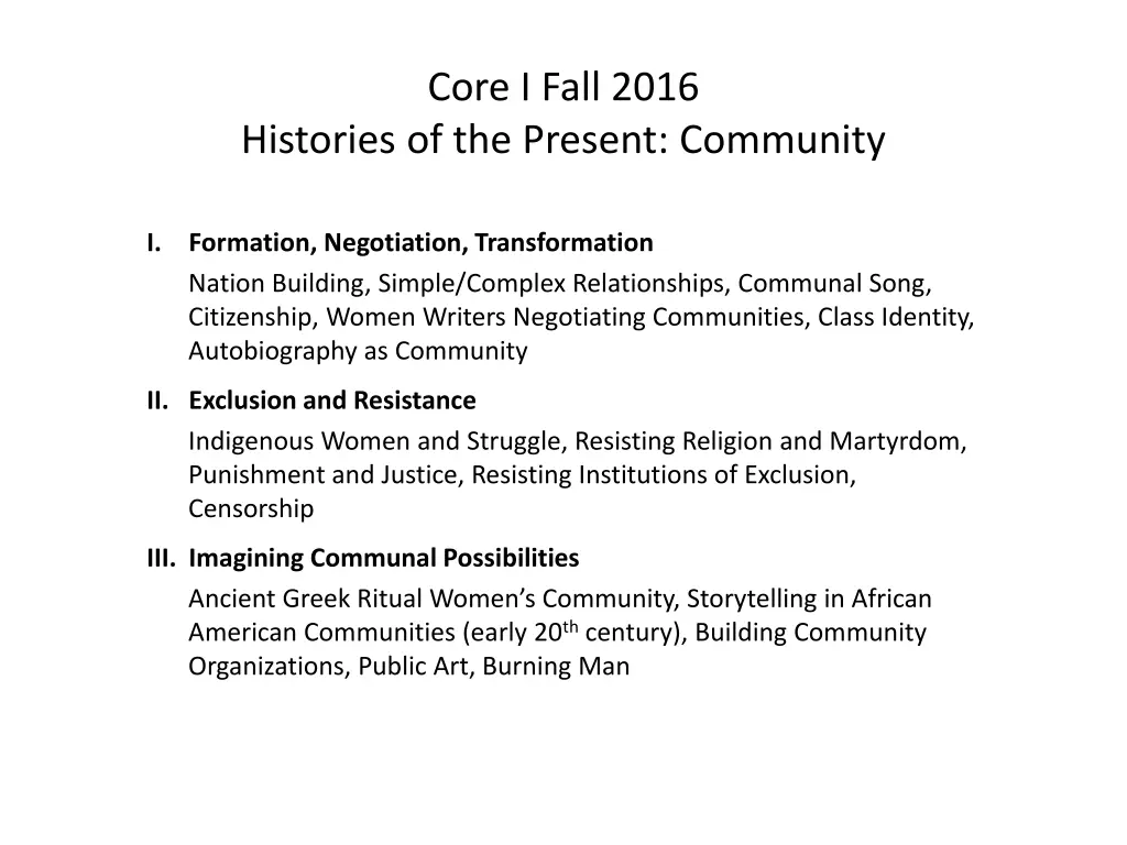 core i fall 2016