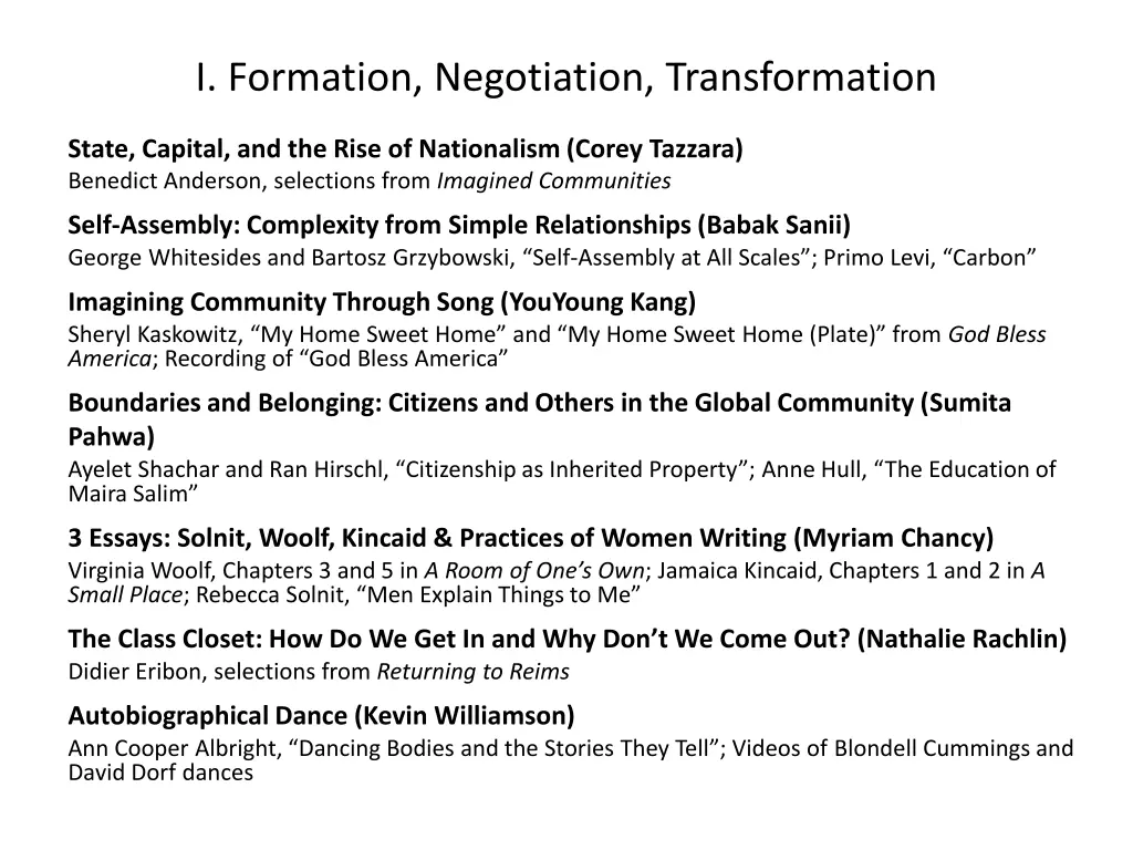i formation negotiation transformation