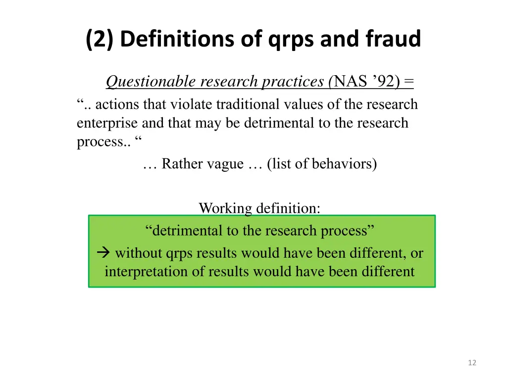 2 definitions of qrps and fraud 1