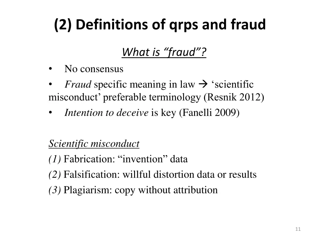 2 definitions of qrps and fraud