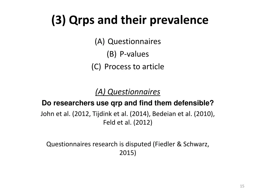 3 qrps and their prevalence