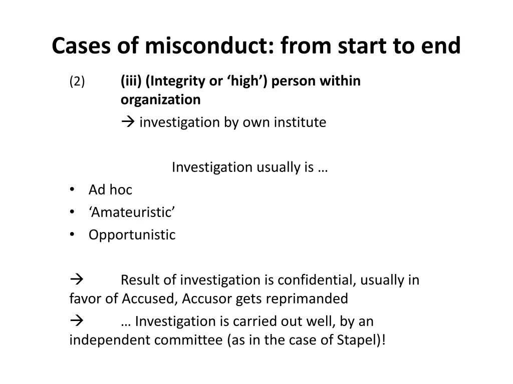cases of misconduct from start to end 2