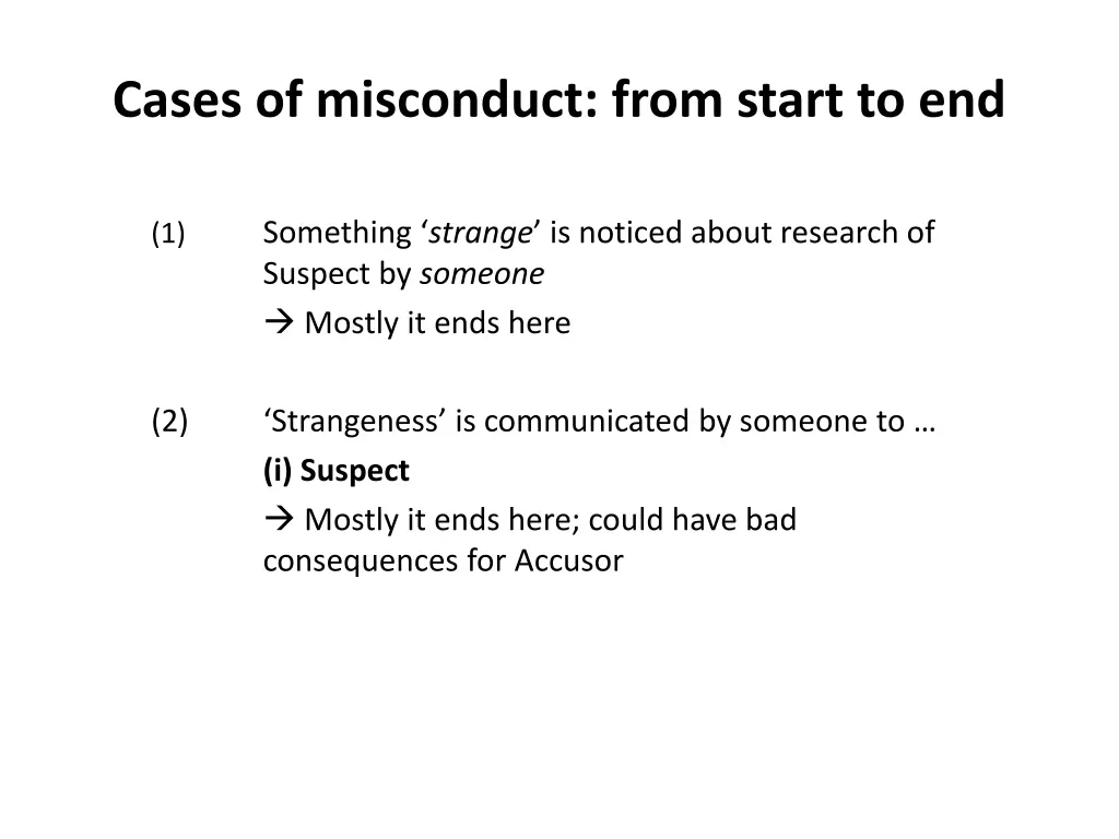 cases of misconduct from start to end