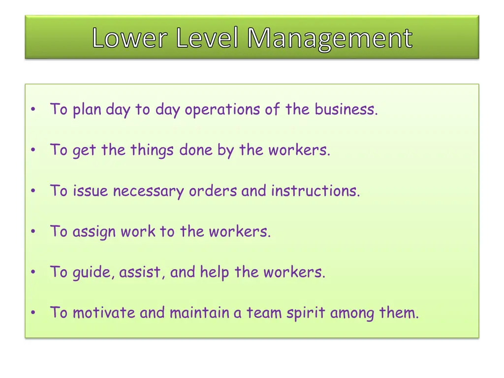 lower level management