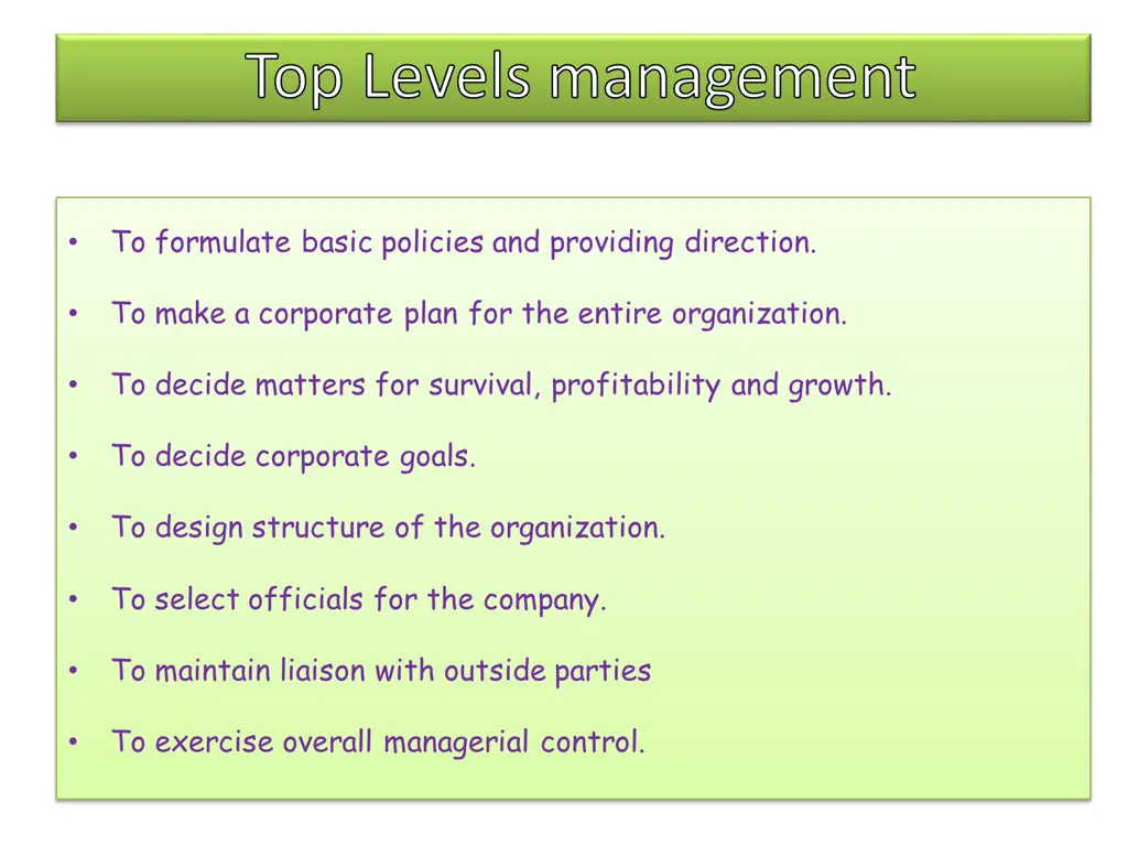 top levels management