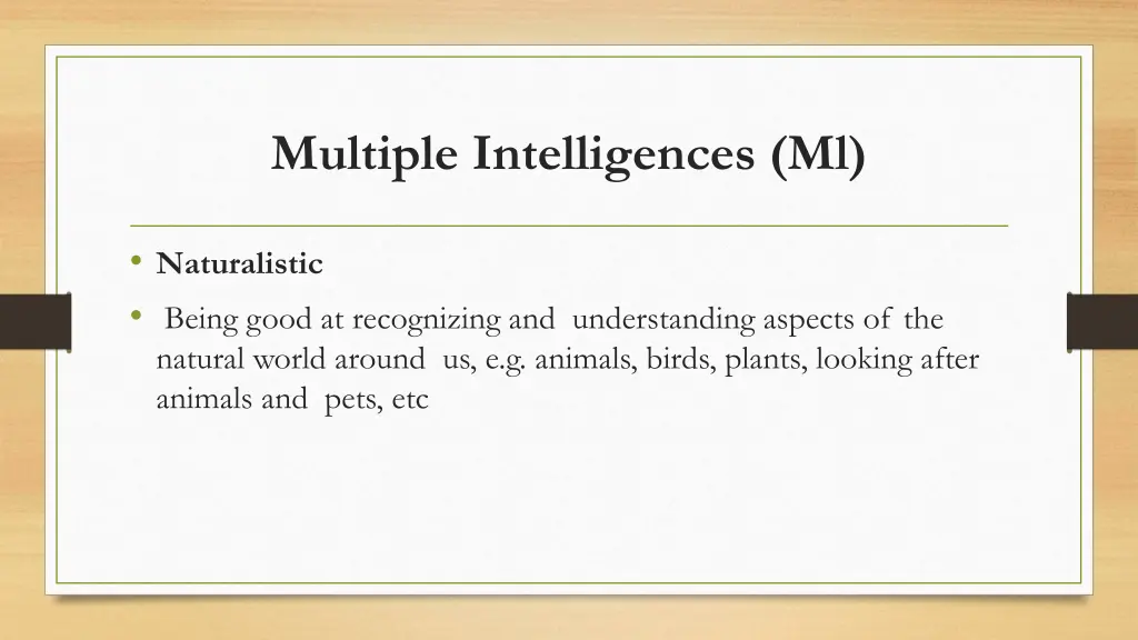 multiple intelligences ml 9
