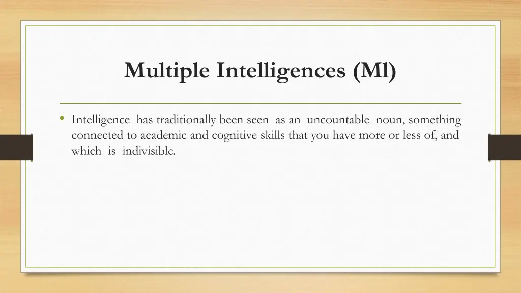 multiple intelligences ml