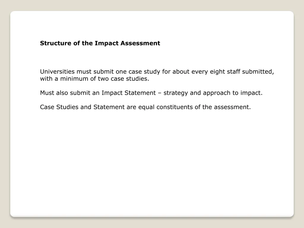structure of the impact assessment