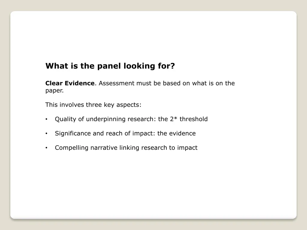 what is the panel looking for